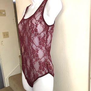 Burgundy Lacey bodysuit